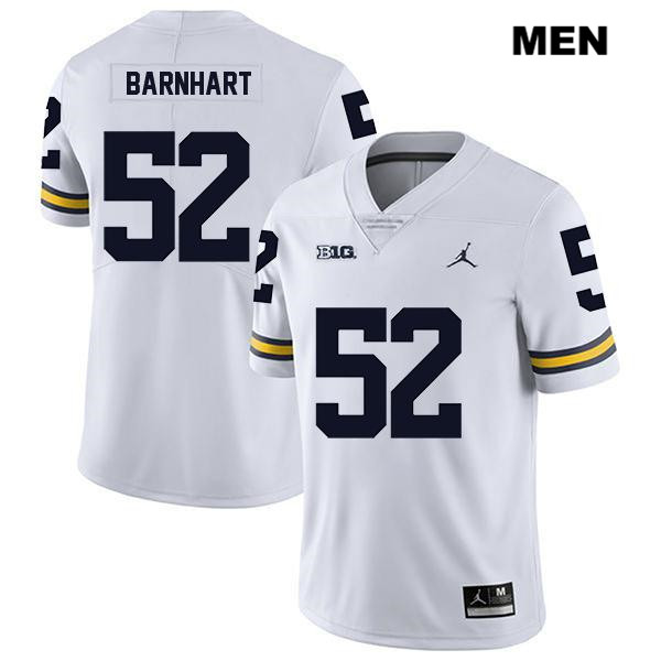 Men's NCAA Michigan Wolverines Karsen Barnhart #52 White Jordan Brand Authentic Stitched Legend Football College Jersey RE25L56TN